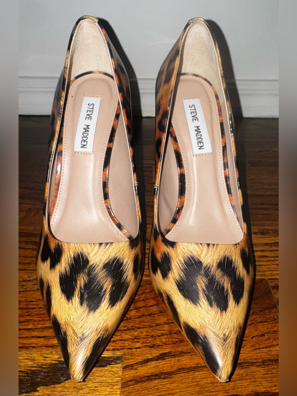 Steve Madden Leopard-Pattern Pointed Toe Pumps - Tan & Black